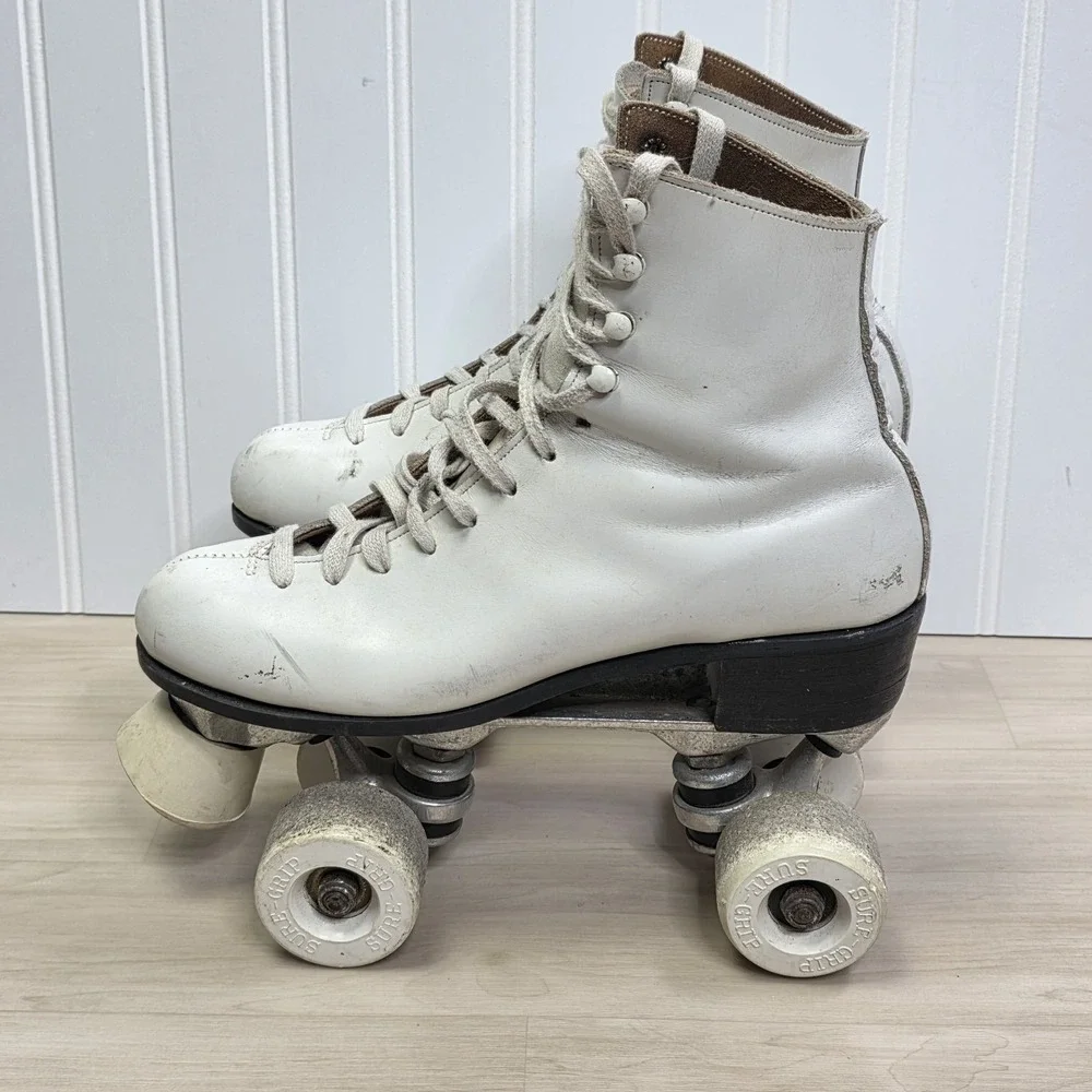 Riedell 120 Sure Grip Super X Roller Rink‎ Skates White Size 6 B